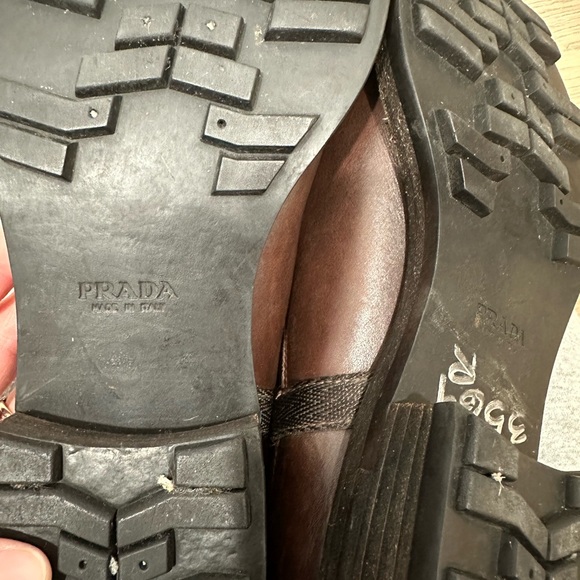 Women’s Prada brown leather made in Italy short Chelsea pull on boot size 38 - Picture 7 of 9